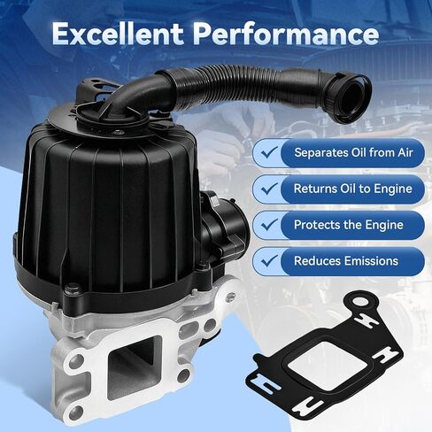 Crankcase Ventilation Oil Separator Crankcase Breather Oil Separator Compatible with Freightliner Detroit DD13 DD15 Mack MP8 Engine 2010-Present, Replace A4720107662 A4720106662 A4720108262(w/Gasket) in Saudi Arabia