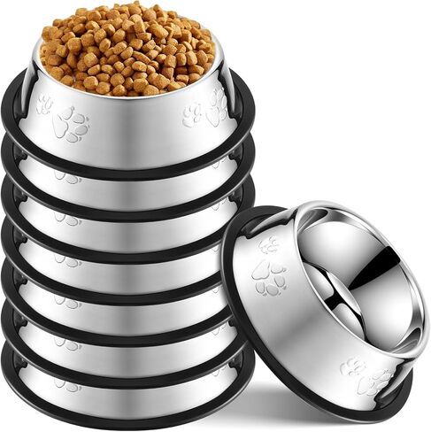 Tanlade 8 عبوات من أوعية الكلاب المصنوعة من الفولاذ المقاوم للصدأ أوعية معدنية للكلاب مع قاعدة مطاطية أوعية للحيوانات الأليفة مضادة للانزلاق أوعية لتغذية القطط وأغذية الحيوانات الأليفة وأوعية مياه للكلاب الصغيرة والمتوسطة والكبيرة والقطط والحيوانات الأليف in Kuwait