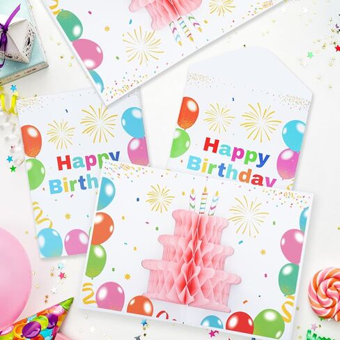 6 Slots 3D Happy Birthday Gift Card Booklet with Envelopes 3D Honeycomb Birthday Money Holder for Cash Gifts Surprise Money Card Sleeves Book Money Gift Ideas for Teacher Employee Friends (Colorful) in Saudi Arabia