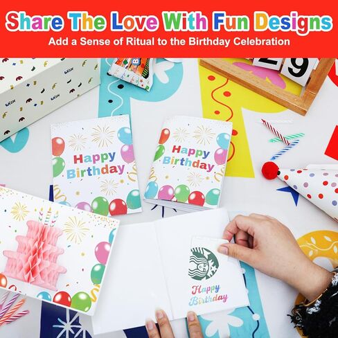6 Slots 3D Happy Birthday Gift Card Booklet with Envelopes 3D Honeycomb Birthday Money Holder for Cash Gifts Surprise Money Card Sleeves Book Money Gift Ideas for Teacher Employee Friends (Colorful) in Saudi Arabia