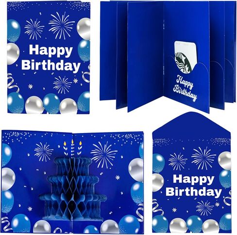 6 Slots 3D Happy Birthday Gift Card Booklet with Envelopes 3D Honeycomb Birthday Money Holder for Cash Gifts Surprise Money Card Sleeves Book Money Gift Ideas for Teacher Employee Friends (Colorful) in Saudi Arabia