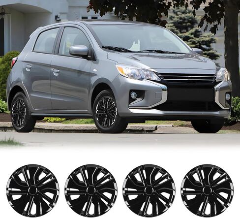 أغطية محور CPW مقاس 14 بوصة 4 قطع لسيارة Mitsubishi Mirage 2014-2025، أغطية محور متوافقة مع مادة PP للعجلات الفولاذية، تركيب سهل التركيب مجموعة واحدة من 4 (طلاء أسود) in Saudi Arabia