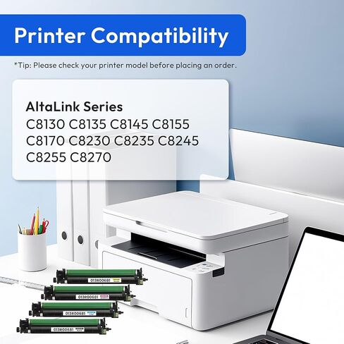 استبدال خرطوشة الطبل AltaLink C8130 لوحدة الطبل Xerox 013R00681 تعمل عالية الإنتاجية مع وحدة التصوير الطابعة AltaLink C8130 C8135 C8145 C8155 C8170 C8230 C8235 C8245 C8255 C8270 (4 عبوات، KCMY) in Kuwait