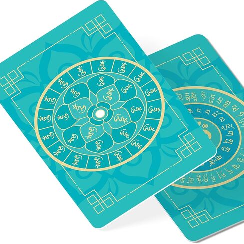 28 Hums Safety Talisman Feng Shui Amulet Card, Lotus Mandala Symbol for Protection Calmness and Balance, Pocket Talisman Feng Shui Gift, Made in USA (2 Pack) in Saudi Arabia