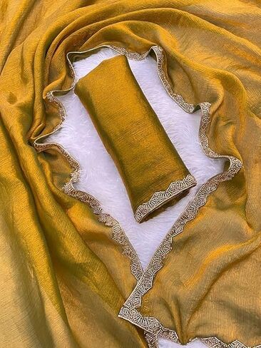 BackBox Trending Gold Two-Tone Fandy Silk Saree with Designer Border – Viral Insta Tiktok Party Wear Sari in Saudi Arabia
