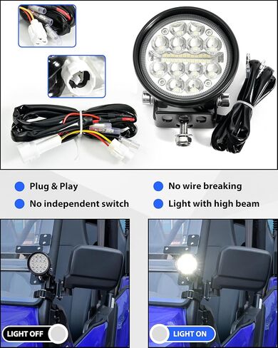 SAUTVS A-Pillar LED Pod Lights for Yamaha Viking 2013-2025 Wolverine X2 X4 850 2018-2020 Accessories, Auxiliary Lights with Mounting Bracket & Wiring Harness, Plug and Play (2PCS) in Saudi Arabia