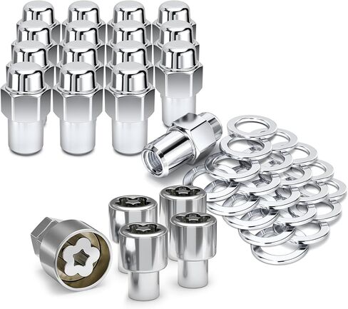 White Knight 778204 Chrome 1/2"-20 Cragar Standard Mag Style Wheel Installation Kit, 16 Lugs with Washers and Lock Set (Random Lock Pattern) in Saudi Arabia