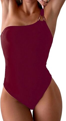 Elegant Women's One Piece Monokini Swimsuit - Solid Color Beachwear for Summer 2026 in Saudi Arabia