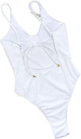 Women's Backless High Cut Spaghetti Strap Monokini Swimsuit - Sexy One-Piece Bathing Suit for Beach and Vacation in Saudi Arabia