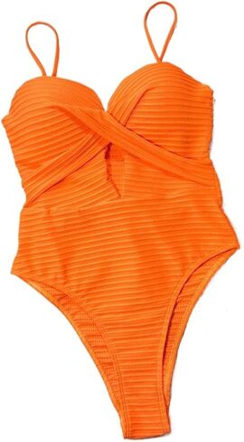 Women's Backless Spaghetti Strap Push Up Monokini Swimsuit - Sexy Hollow One Piece Bikini for Beach & Vacation in Saudi Arabia