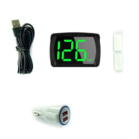 عداد السرعة الرقمي Shkalacar GPS Car HUD، عداد سرعة MPH مع شاشة LED كبيرة الحجم، ملحقات السيارة مع محول شحن السيارة، تشغيل التوصيل لسيارة شاحنة محرك SUV عربة الغولف جميع المركبات in Kuwait