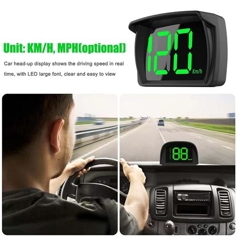 عداد السرعة الرقمي Shkalacar GPS Car HUD، عداد سرعة MPH مع شاشة LED كبيرة الحجم، ملحقات السيارة مع محول شحن السيارة، تشغيل التوصيل لسيارة شاحنة محرك SUV عربة الغولف جميع المركبات in Kuwait