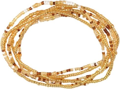 Elastic Beaded Waist Chain-Coffee Brown-4Pieces Per Pack, Size [31.49 inch Perimeter] in Saudi Arabia