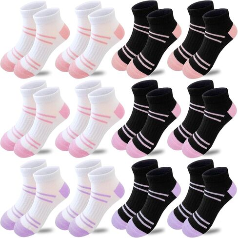 Bemeol Ankle Socks Girl 12 Pairs Girls Socks Low Cut Ankle Athletic Cotton Sports Sock for Little Big Kids in Saudi Arabia