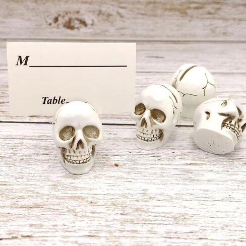 10 Pcs Table Card Holders - Place, Photo, Party Favors & Wedding Decorations (White Skull) in Saudi Arabia