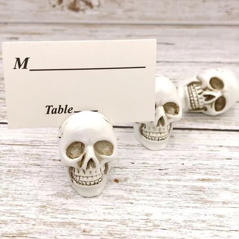 10 Pcs Table Card Holders - Place, Photo, Party Favors & Wedding Decorations (White Skull) in Saudi Arabia