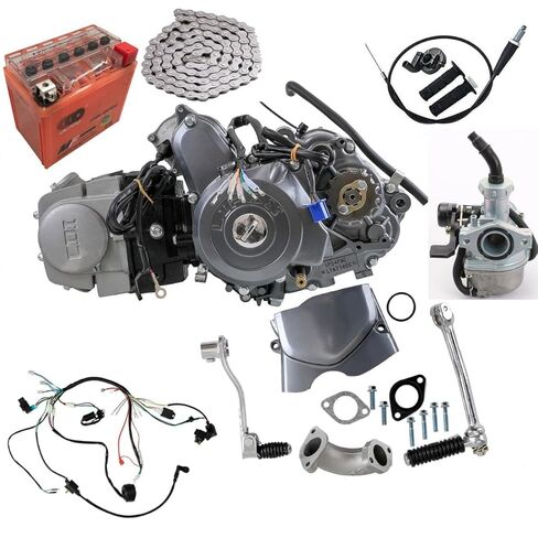 Lifan 125cc Semi Auto Engine Motor Kit 12V System, Wiring, Kick/Electric Start for ATV Dirt Pit Bike ATC70 CT110 CRF50 CT90 CT70 Taotao 125 SSR Apollo RFZ125 Z50 Trail Bike in Saudi Arabia