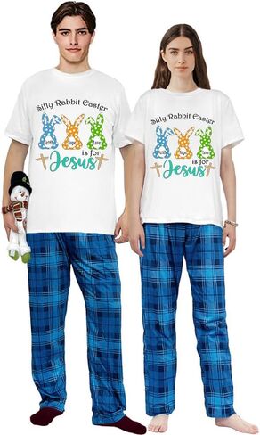 Happy Easter Day Matching Pajamas Set For Women Or Men Short Sleepwear Sets in Saudi Arabia