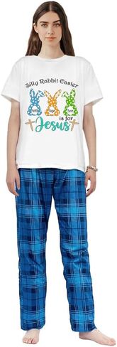 Happy Easter Day Matching Pajamas Set For Women Or Men Short Sleepwear Sets in Saudi Arabia