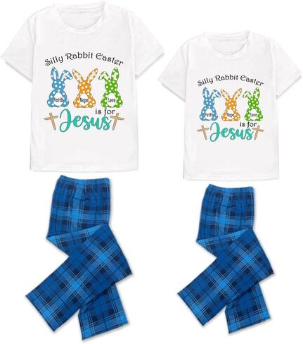 Happy Easter Day Matching Pajamas Set For Women Or Men Short Sleepwear Sets in Saudi Arabia