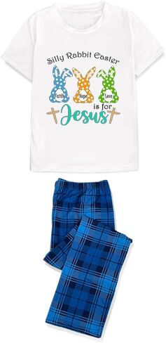 Happy Easter Day Matching Pajamas Set For Women Or Men Short Sleepwear Sets in Saudi Arabia