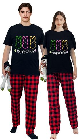 Happy Easter Day Matching Pajamas Set For Women Or Men Short Sleepwear Sets in Saudi Arabia