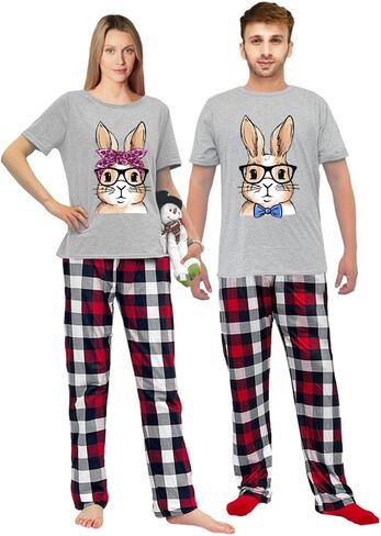 Happy Easter Day Matching Pajamas Set For Women Or Men Short Sleepwear Sets in Saudi Arabia
