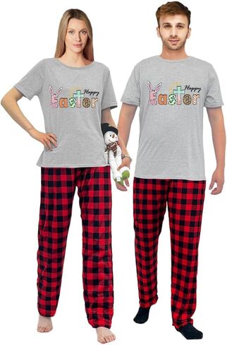 Happy Easter Day Matching Pajamas Set For Women Or Men Short Sleepwear Sets in Saudi Arabia