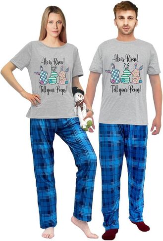 Happy Easter Day Matching Pajamas Set For Women Or Men Short Sleepwear Sets in Saudi Arabia