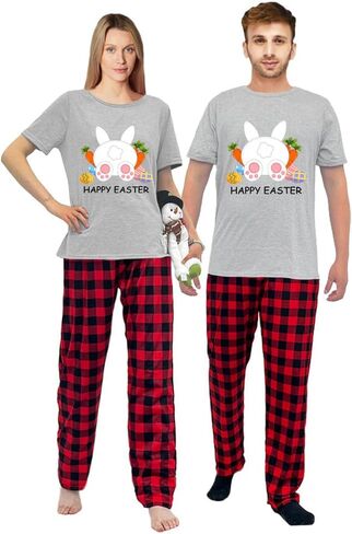 Happy Easter Day Matching Pajamas Set For Women Or Men Short Sleepwear Sets in Saudi Arabia