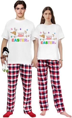 Happy Easter Day Matching Pajamas Set For Women Or Men Short Sleepwear Sets in Saudi Arabia