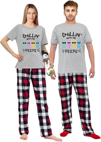 Happy Easter Day Matching Pajamas Set For Women Or Men Short Sleepwear Sets in Saudi Arabia