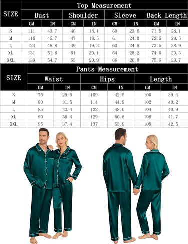SWOMOG Couples Pajamas Sets Silk Satin Long Sleeve Sleepwear Button Down Loungewear Pjs Set Classic Pajama S-XXL in Saudi Arabia