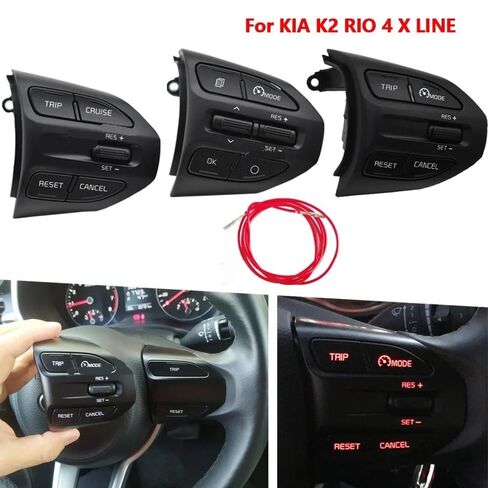Steering Wheel Mounted Cruise Control Switch Butto/Fit for Kia Rio K2 Picanto 2017 2018 X LINE Steering Wheel Buttons Phone Volume RH Remote Cruise Control Switch(Model A) in Kuwait