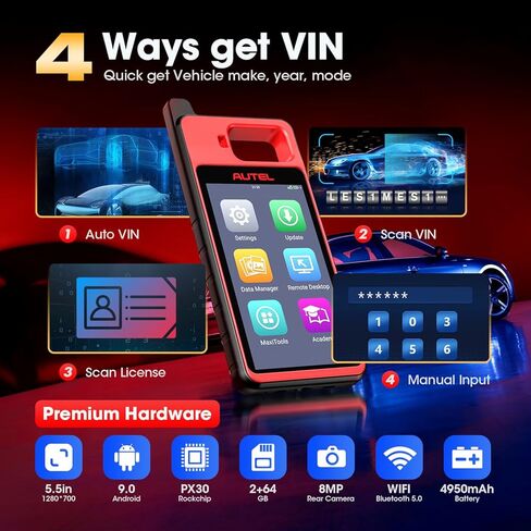 Autel Scanner MaxiIM KM100(X), 2026 New Car Diagnostic Scan Tool, Lifetime Fre.e Updates, OBD-Learn on 95% Car, Wireless Auto Tool, Auto VIN & Scan VIN/License, Android 9.0, 2+64GB, 5.5in 1280x720 in Saudi Arabia