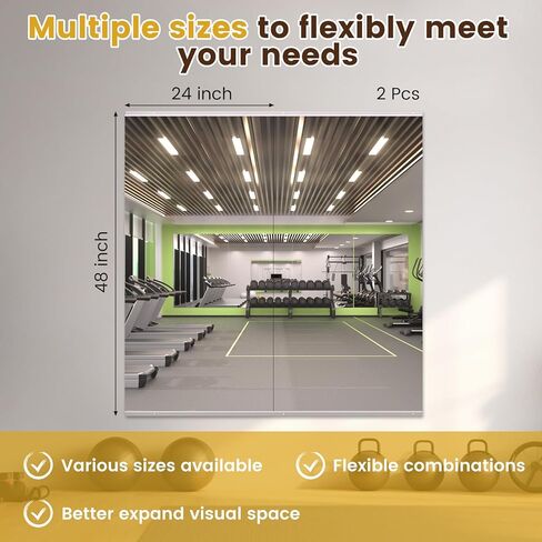 مرآة صالة الألعاب الرياضية المنزلية من LOAAO، مقاس 48 بوصة × 24 بوصة - قطعتان من مرايا الصالة الرياضية للجدار، بدون إطار، زجاج مقسى، مرايا كبيرة للتمرين لصالة الألعاب الرياضية المنزلية، واستوديو الرقص، وغرفة اليوجا، وصالة الألعاب الرياضية في المرآب in Kuwait