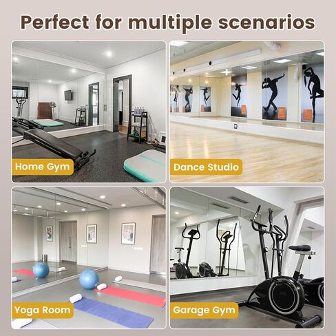 مرآة صالة الألعاب الرياضية المنزلية من LOAAO، مقاس 48 بوصة × 24 بوصة - قطعتان من مرايا الصالة الرياضية للجدار، بدون إطار، زجاج مقسى، مرايا كبيرة للتمرين لصالة الألعاب الرياضية المنزلية، واستوديو الرقص، وغرفة اليوجا، وصالة الألعاب الرياضية في المرآب in Kuwait