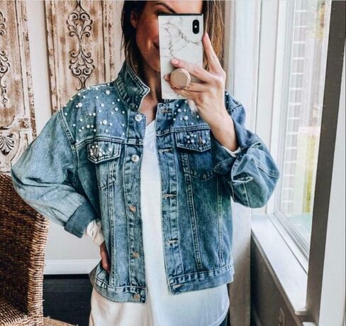 Mrs Pearl Jean Jacket Bride Mrs Denim Jacket Personalized Bridal gift in Kuwait