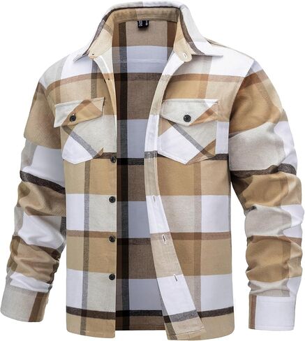 TACVASEN Men's Flannel Shirts Long Sleeve Button Down Soft Brushed Cotton Flannel Casual Plaid Spring Fall Shirt in Saudi Arabia