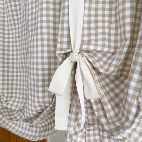 بني فاتح ساحر بوفالو تحقق نمط شير التعادل حتى ستارة البالون الستارة للمطبخ رفع تكدرت الرومانية المكفوفين لنافذة صغيرة مقهى شرفة قضيب جيب 1 لوحة (بني، W59xH39 بوصة) in Kuwait