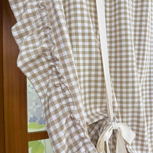 بني فاتح ساحر بوفالو تحقق نمط شير التعادل حتى ستارة البالون الستارة للمطبخ رفع تكدرت الرومانية المكفوفين لنافذة صغيرة مقهى شرفة قضيب جيب 1 لوحة (بني، W59xH39 بوصة) in Kuwait