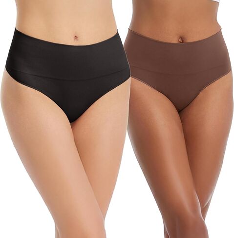 SPANX SPANXshape Everyday Shaping Thong - Core Control Shapewear Underwear - Invisible Under Clothes - Seamless Design-Black-Naked 4.0-L in Saudi Arabia