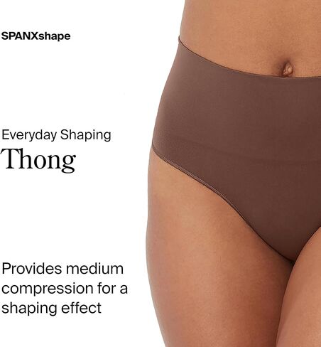SPANX SPANXshape Everyday Shaping Thong - Core Control Shapewear Underwear - Invisible Under Clothes - Seamless Design-Black-Naked 4.0-L in Saudi Arabia