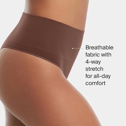 SPANX SPANXshape Everyday Shaping Thong - Core Control Shapewear Underwear - Invisible Under Clothes - Seamless Design-Black-Naked 4.0-L in Saudi Arabia