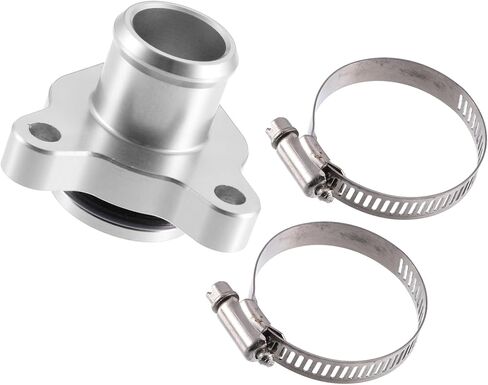 Motoforti Water Hose Fitting 11537541992 - Car Engine Coolant Hose Fitting Clamp - for BMW 328i 335i 2007-2016 Aluminum Silver Tone with Clamp - 1 Set Long-lasting in Saudi Arabia