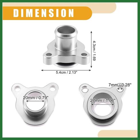Motoforti Water Hose Fitting 11537541992 - Car Engine Coolant Hose Fitting Clamp - for BMW 328i 335i 2007-2016 Aluminum Silver Tone with Clamp - 1 Set Long-lasting in Saudi Arabia