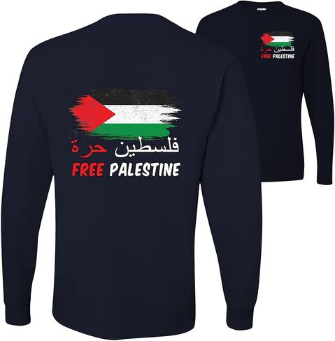 wild custom apparel Free Palestine Flag Front and Back Mens Long Sleeves in Saudi Arabia