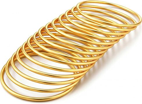 Sureio 14 Pcs 3mm Gold Plated Bracelet Stainless Steel for Women, Multi Layer Stackable Thin Bangle Boho Jewelry Bracelet in Saudi Arabia