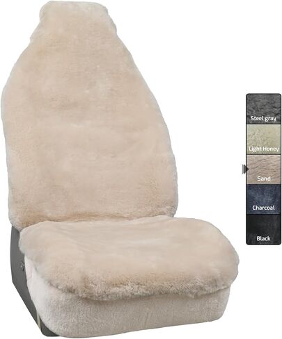 Aegis Cover Sheepskin Seat Cover Genuine Merino Wool Front Seat Cover Luxury Dense Pelt Universal Fit for Most Cars, SUVs, Trucks, Sedan (Sand) in Kuwait