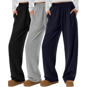 Neer 3 Pack Womens Wide Leg Sweatpants Elastic High Waisted Baggy Long Pant Casual Lounge Yoga Drawstring Jogger with Pockets in Saudi Arabia